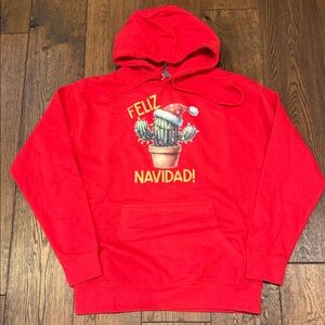 Red Feliz Navidad Hoodie, Size Large Unisex, NWT